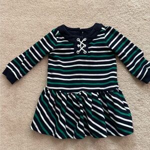 Janie and Jack Navy and Green Striped Dress